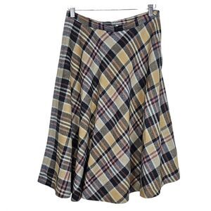 Vintage Peerless of Boston 60’s Wool Brown/Black Plaid A-line skirt Size Medium